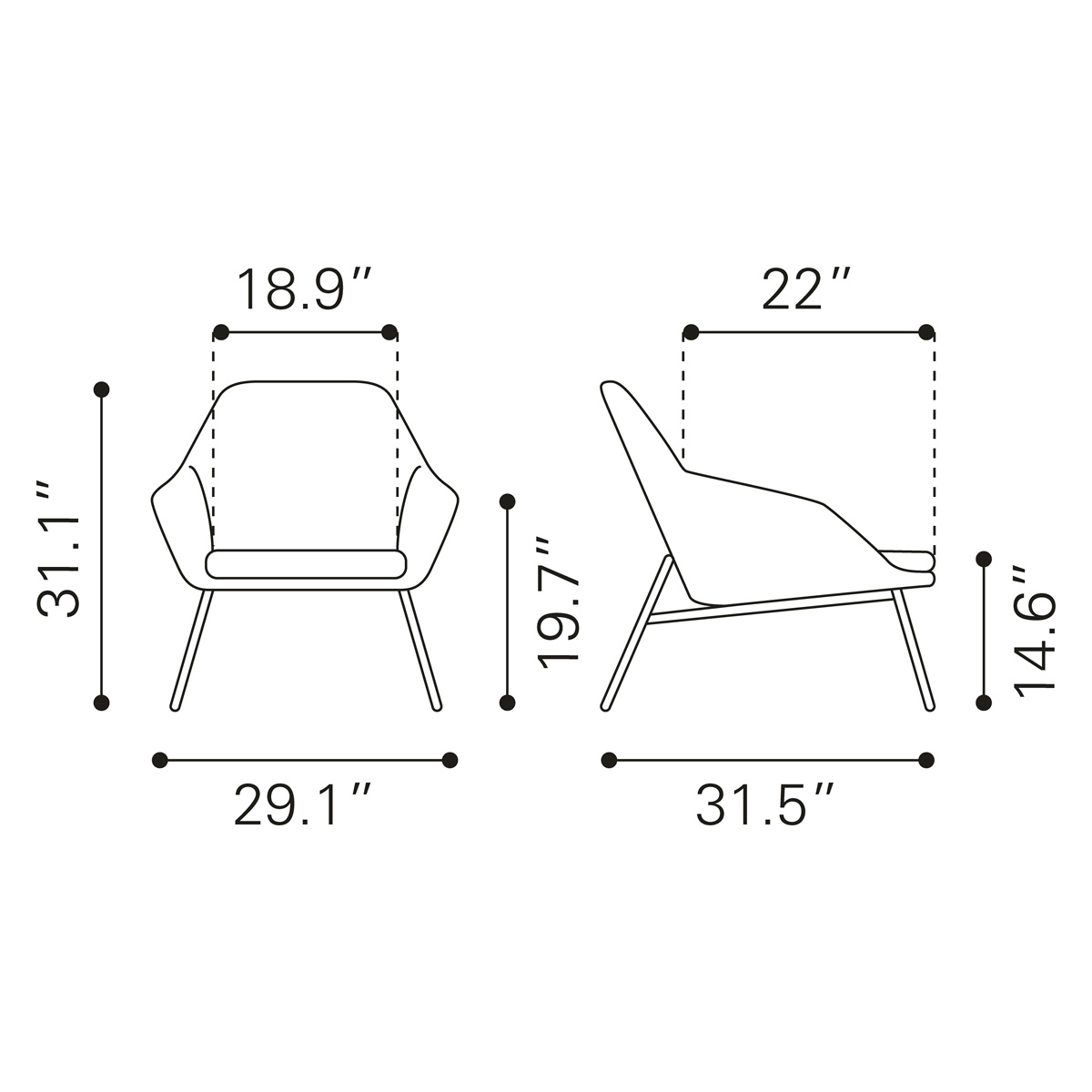 ZUO™ Manuel Accent Chair - Gray/Matte Black