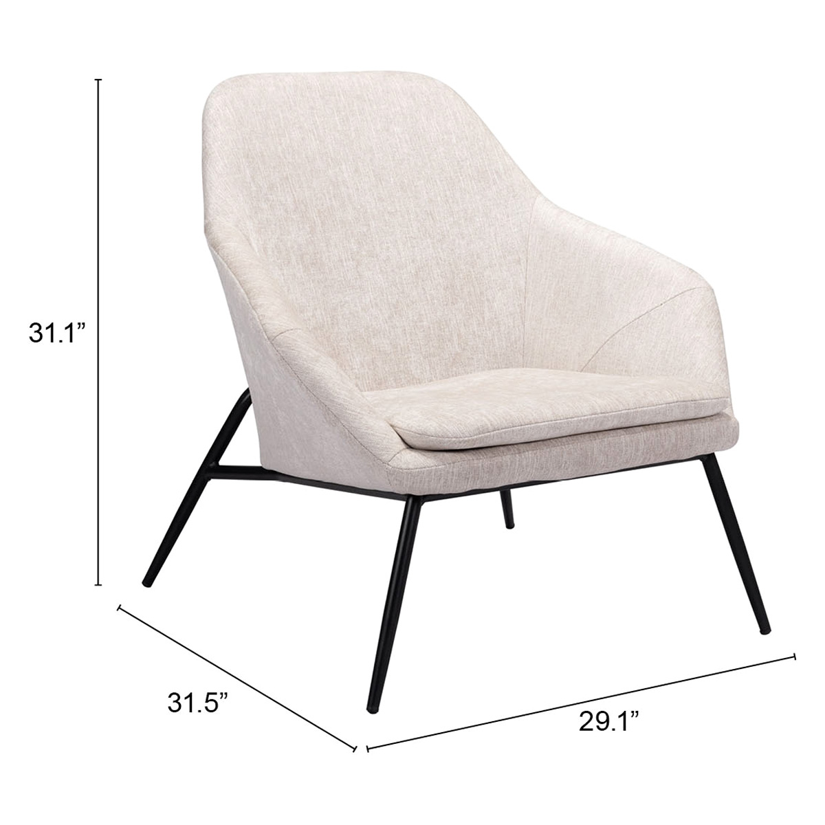 ZUO™ Manuel Accent Chair - Beige/Matte Black