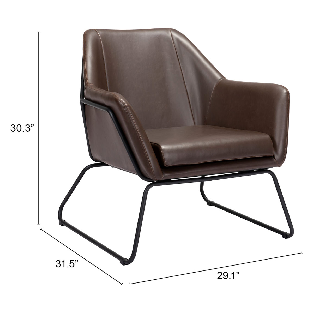 ZUO™ Jose Accent Chair - Brown/Matte Black