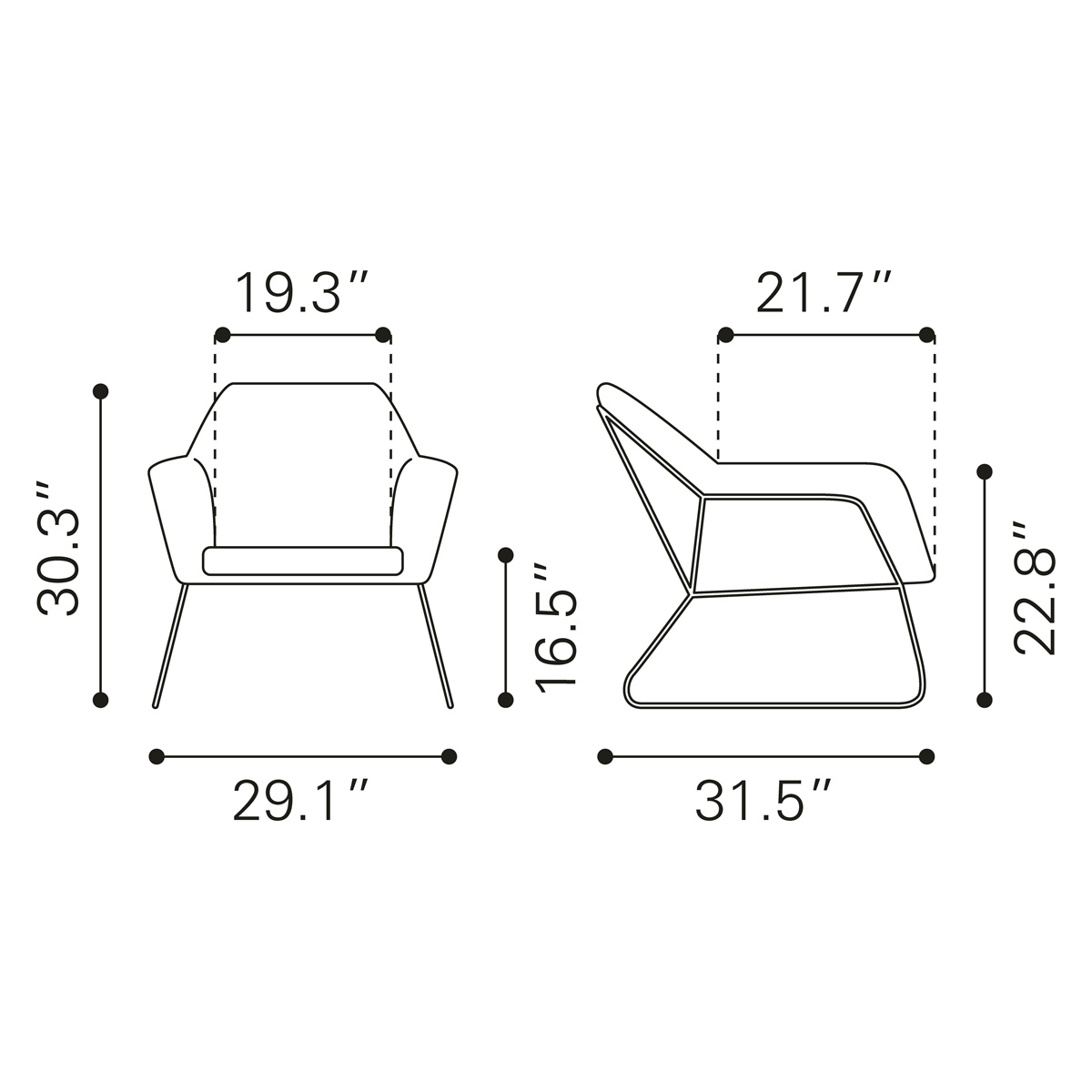 ZUO™ Jose Accent Chair - Yellow/Matte Black