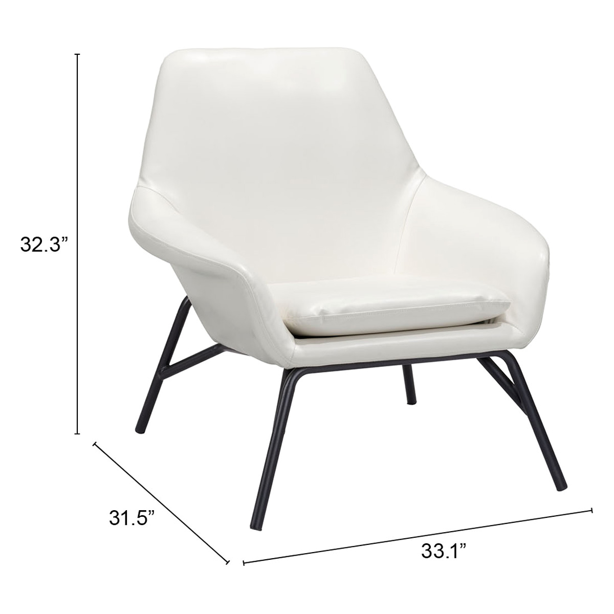 ZUO Javier Accent Chair - White/Matte Black