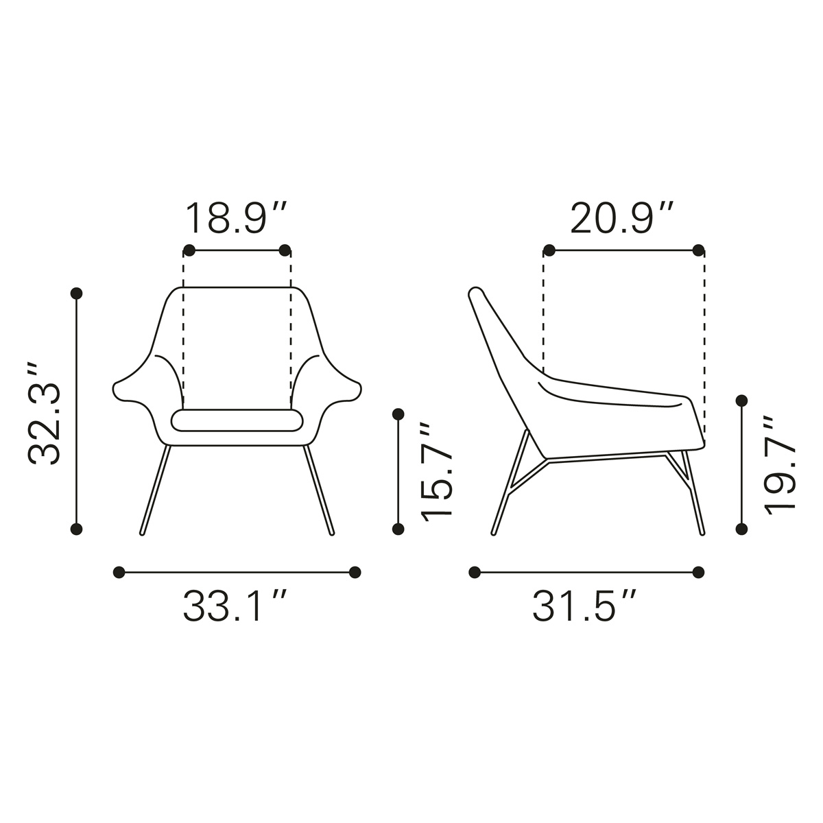 ZUO Javier Accent Chair - White/Matte Black