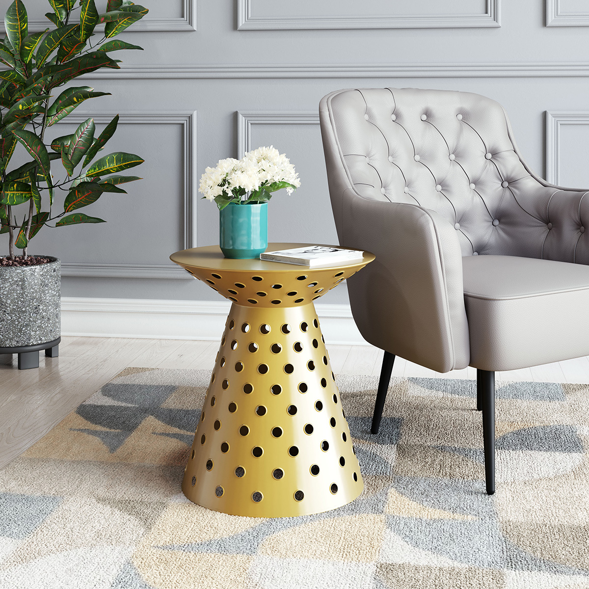 ZUO - Proton Side Table in Gold