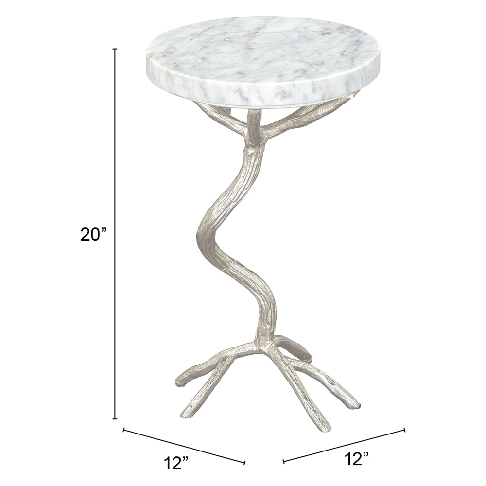 ZUO - Joel Side Table in White/Silver