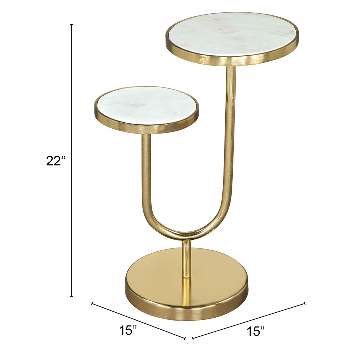 ZUO - Marc Side Table in White/Gold