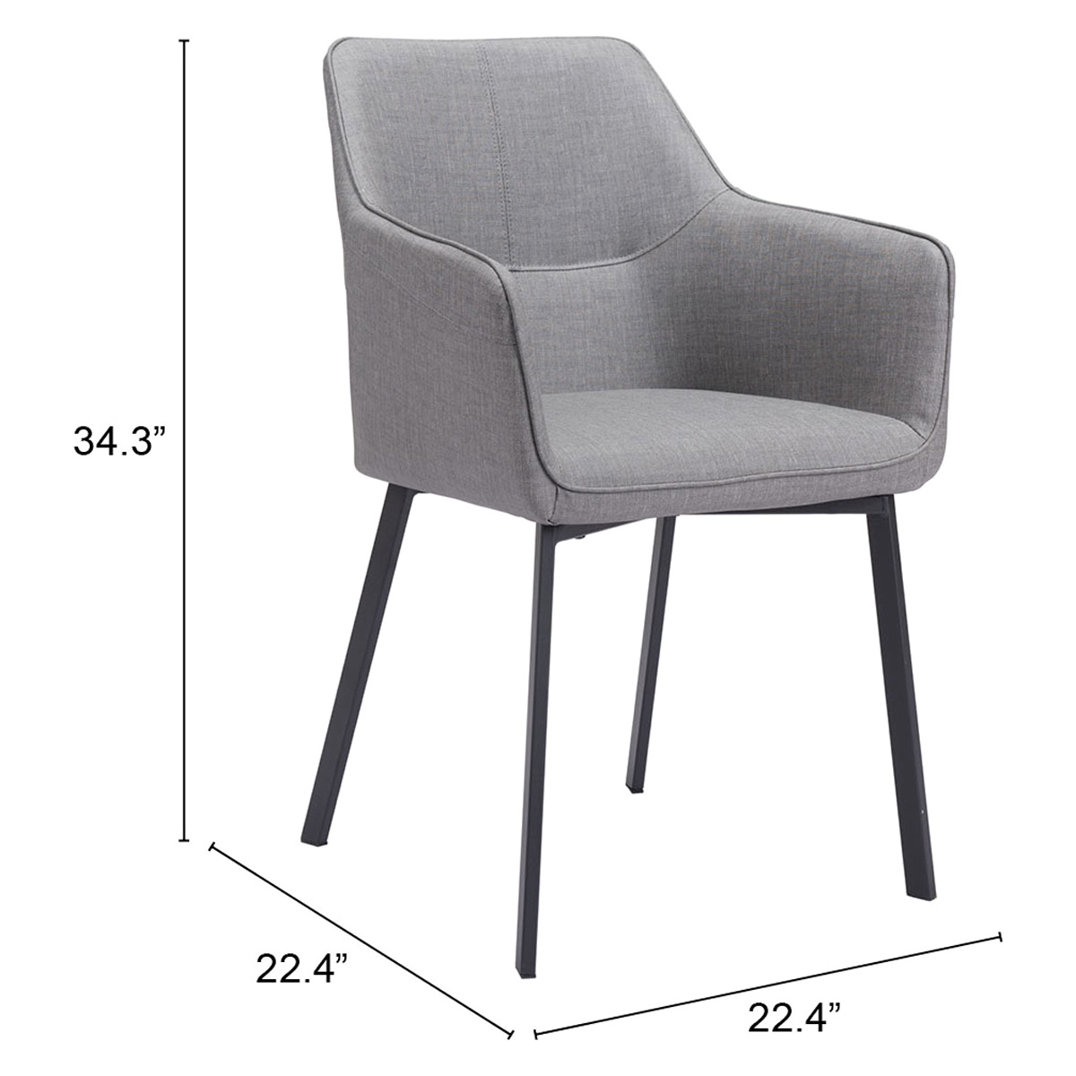 ZUO Adage Dining Chair - Gray/Matte Black