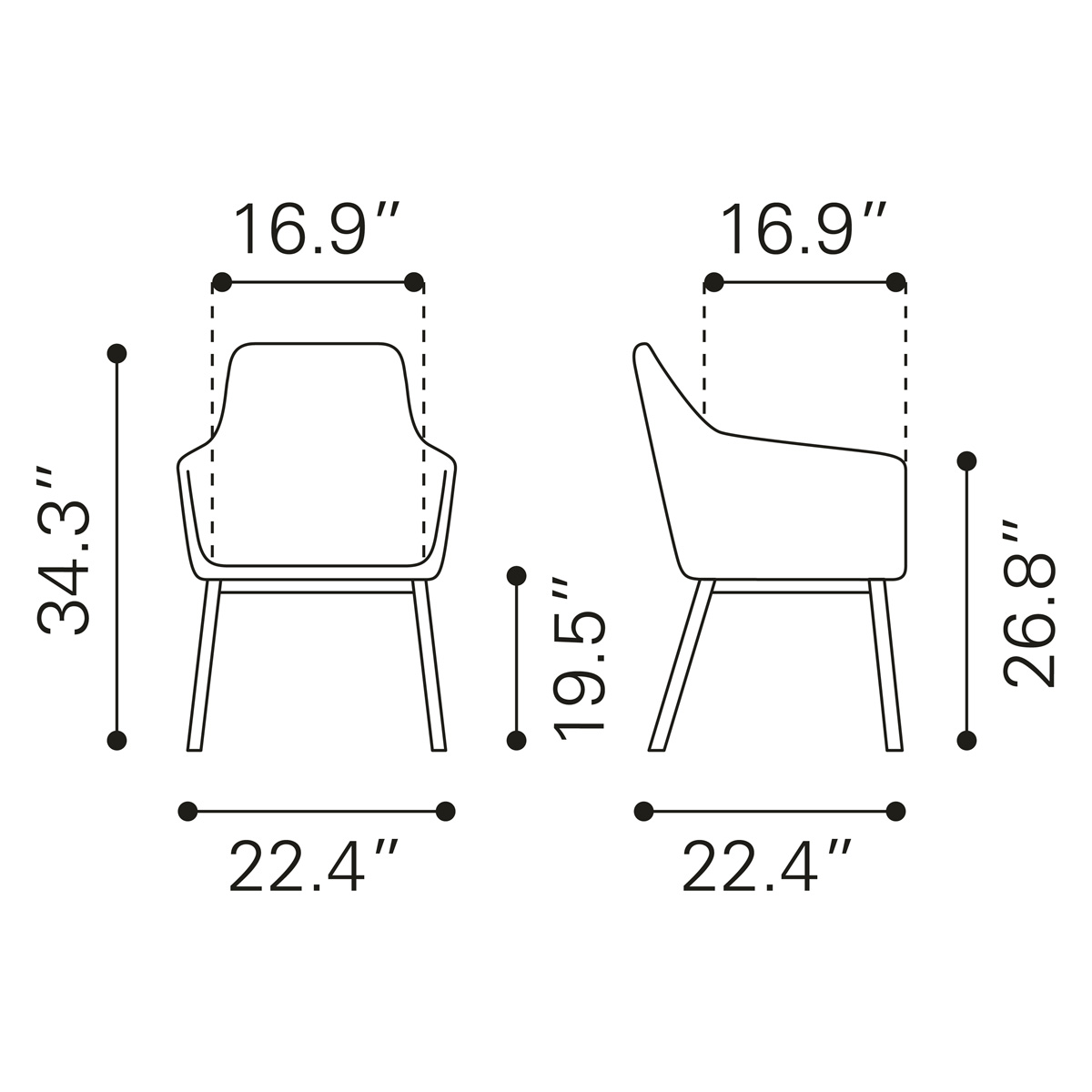 ZUO Adage Dining Chair - Gray/Matte Black