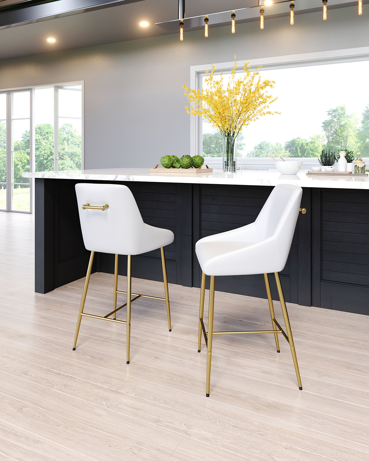 ZUO Madelaine Counter Chair - White/Gold