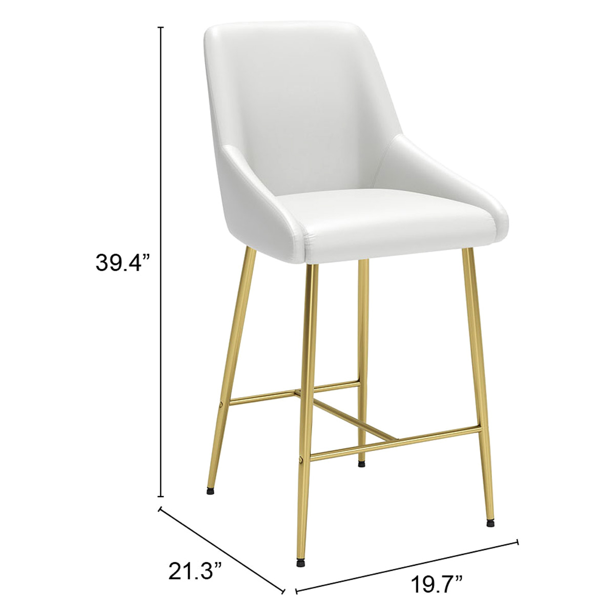 ZUO Madelaine Counter Chair - White/Gold