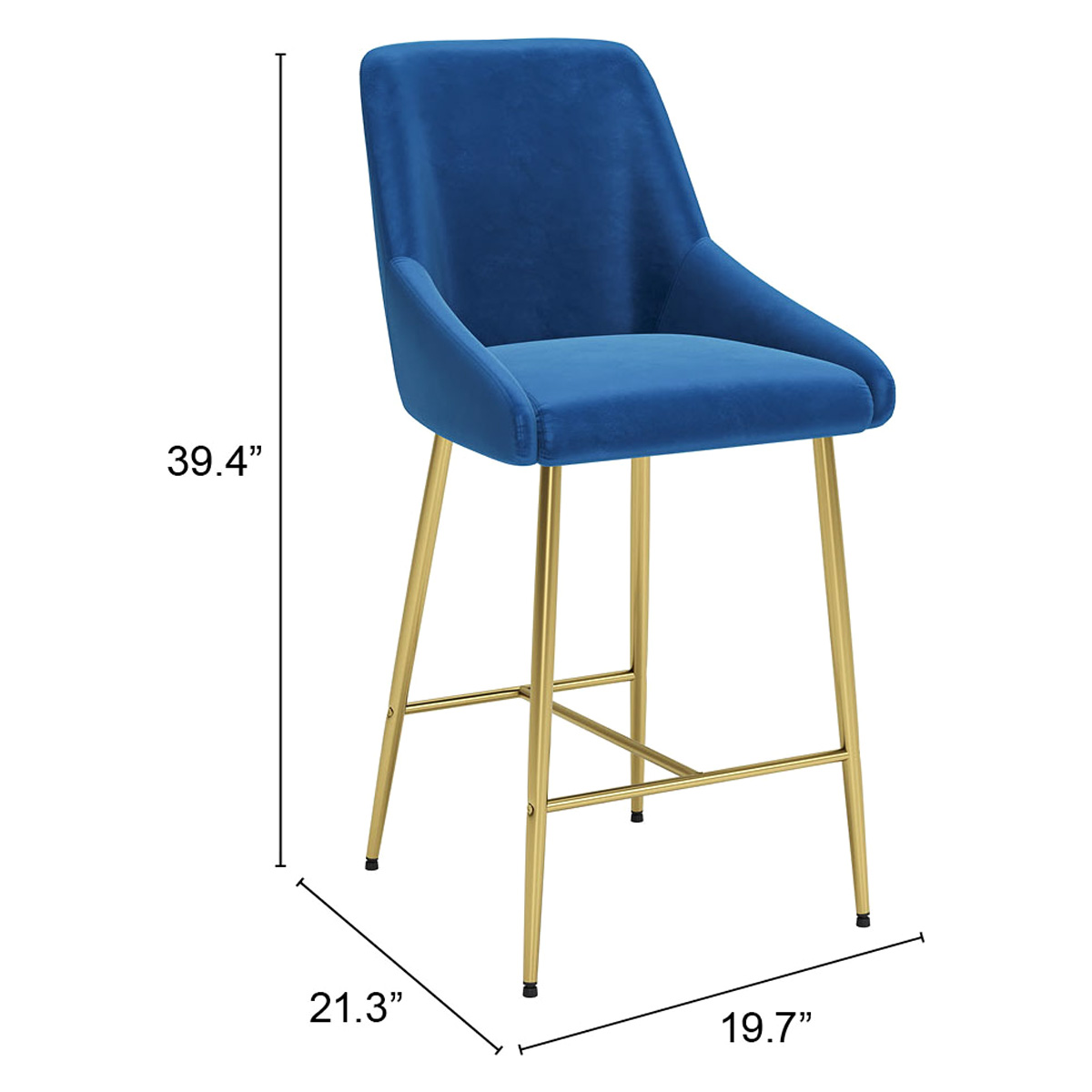 ZUO Madelaine Counter Chair - Navy/Gold