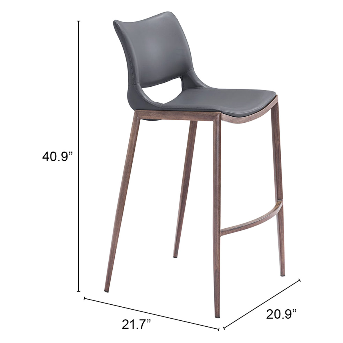 ZUO Ace Counter Chair - Dark Gray/Brown