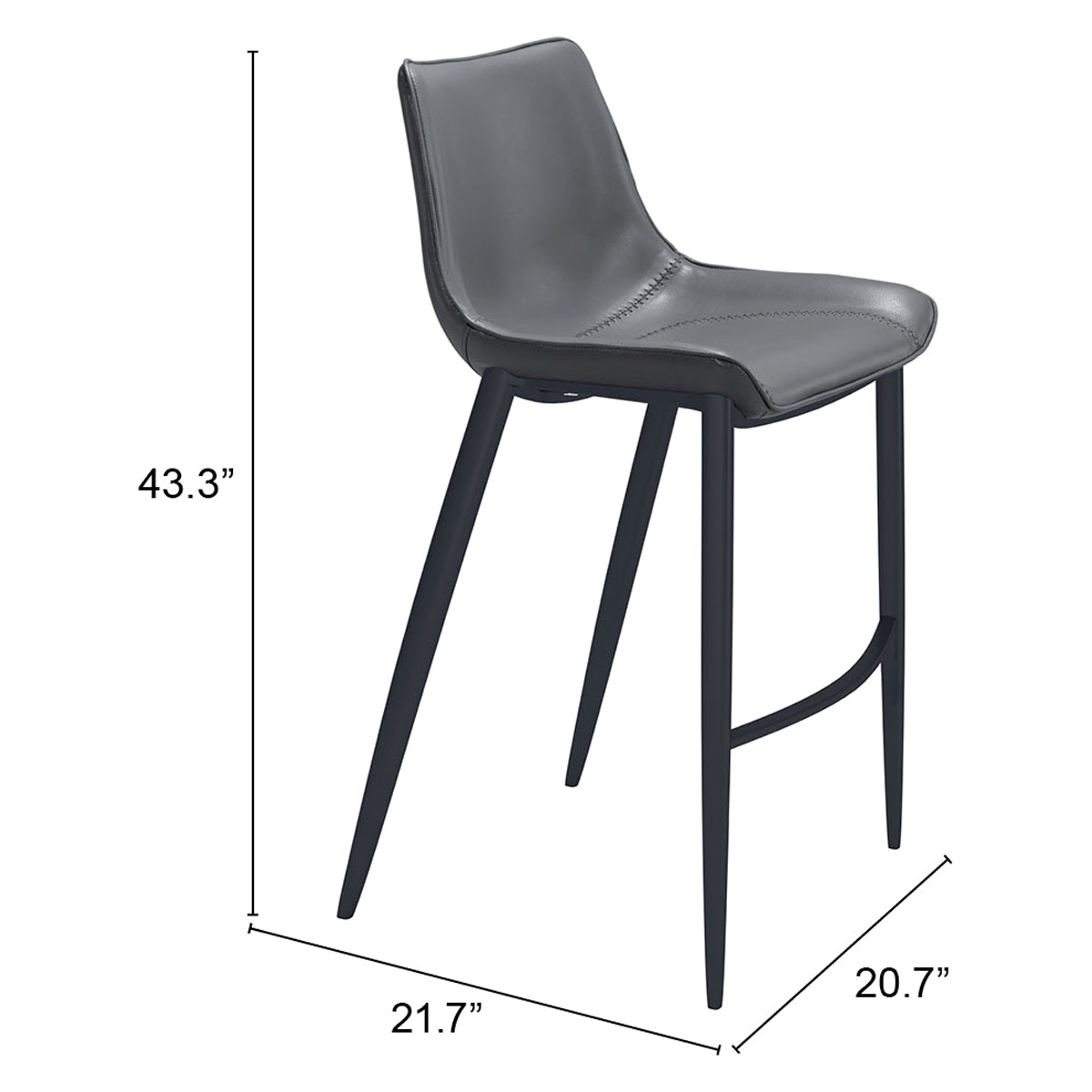 ZUO - Magnus Bar Chair in Dark Gray/Black