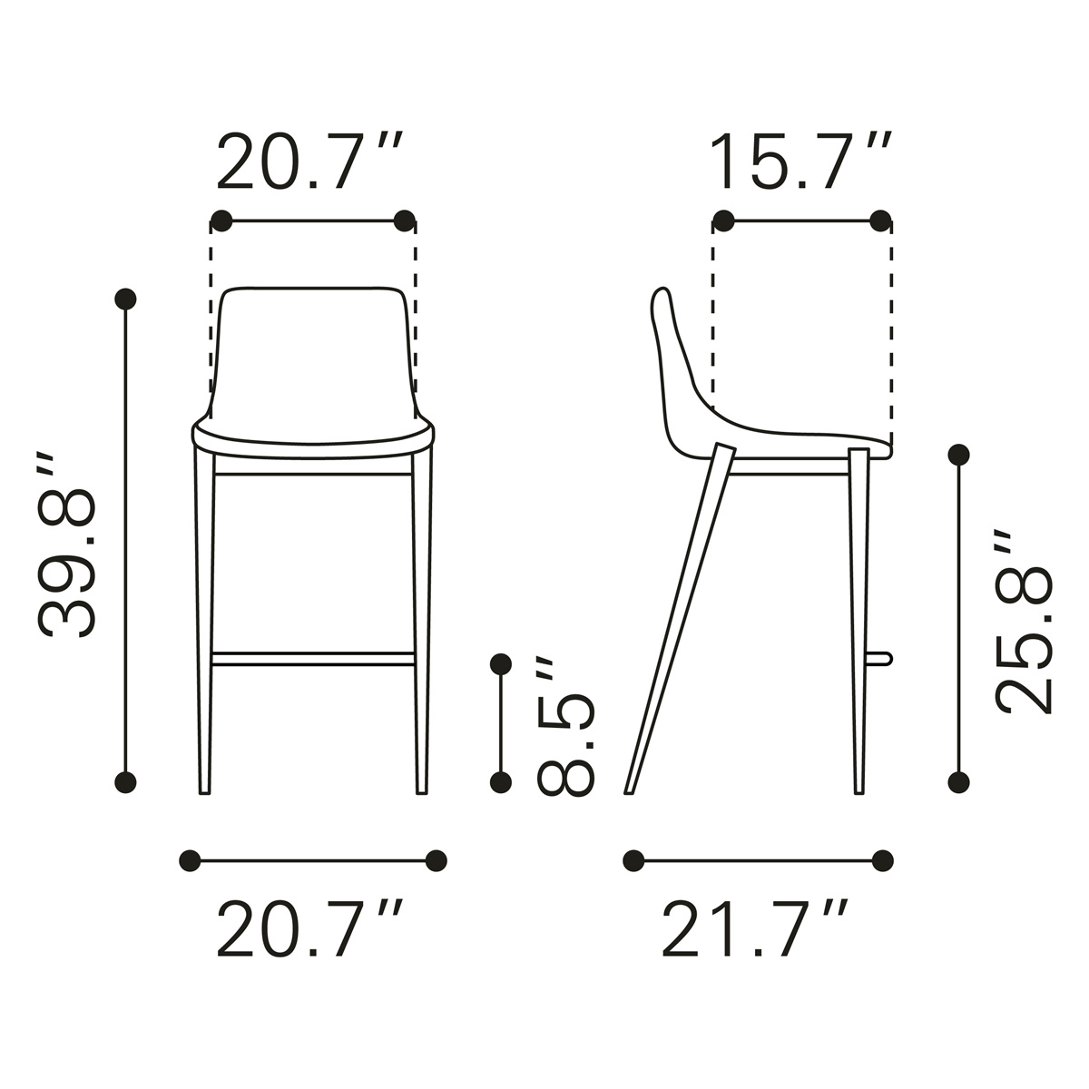 ZUO - Magnus Counter Chair in Dark Gray/Black