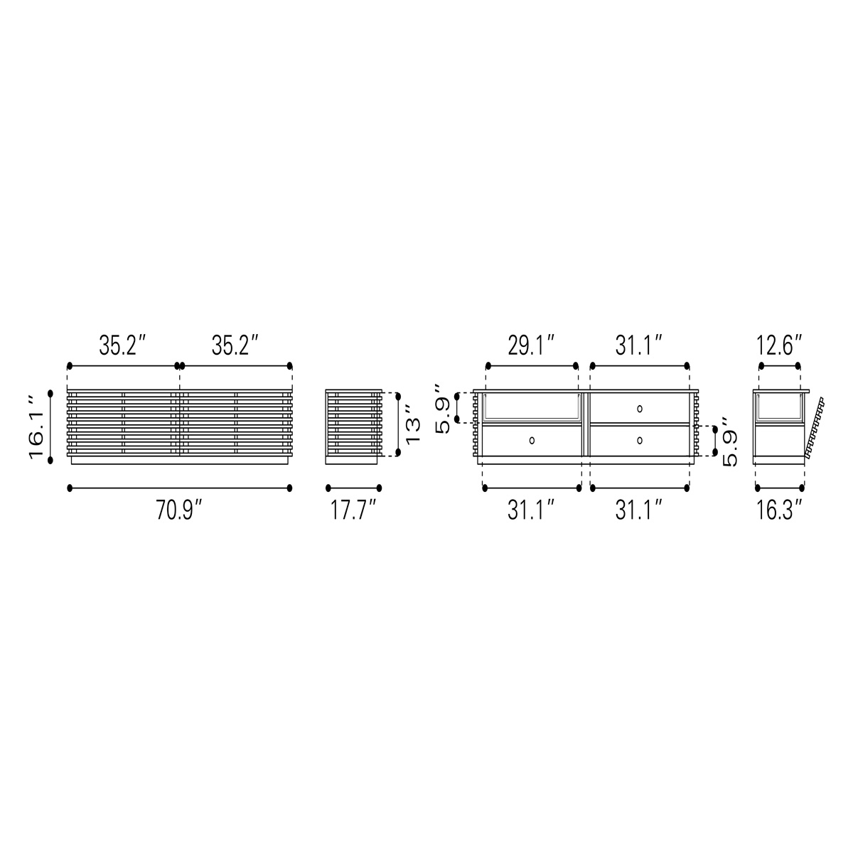 ZUO Linea Wide Entertainment Sd - Walnut