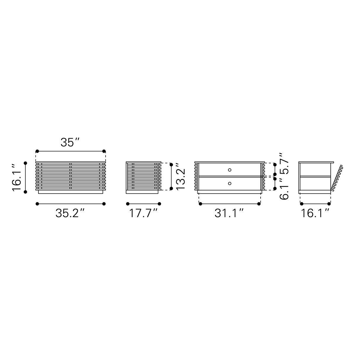 ZUO Linea Narrow Entertainment Sd - Walnut