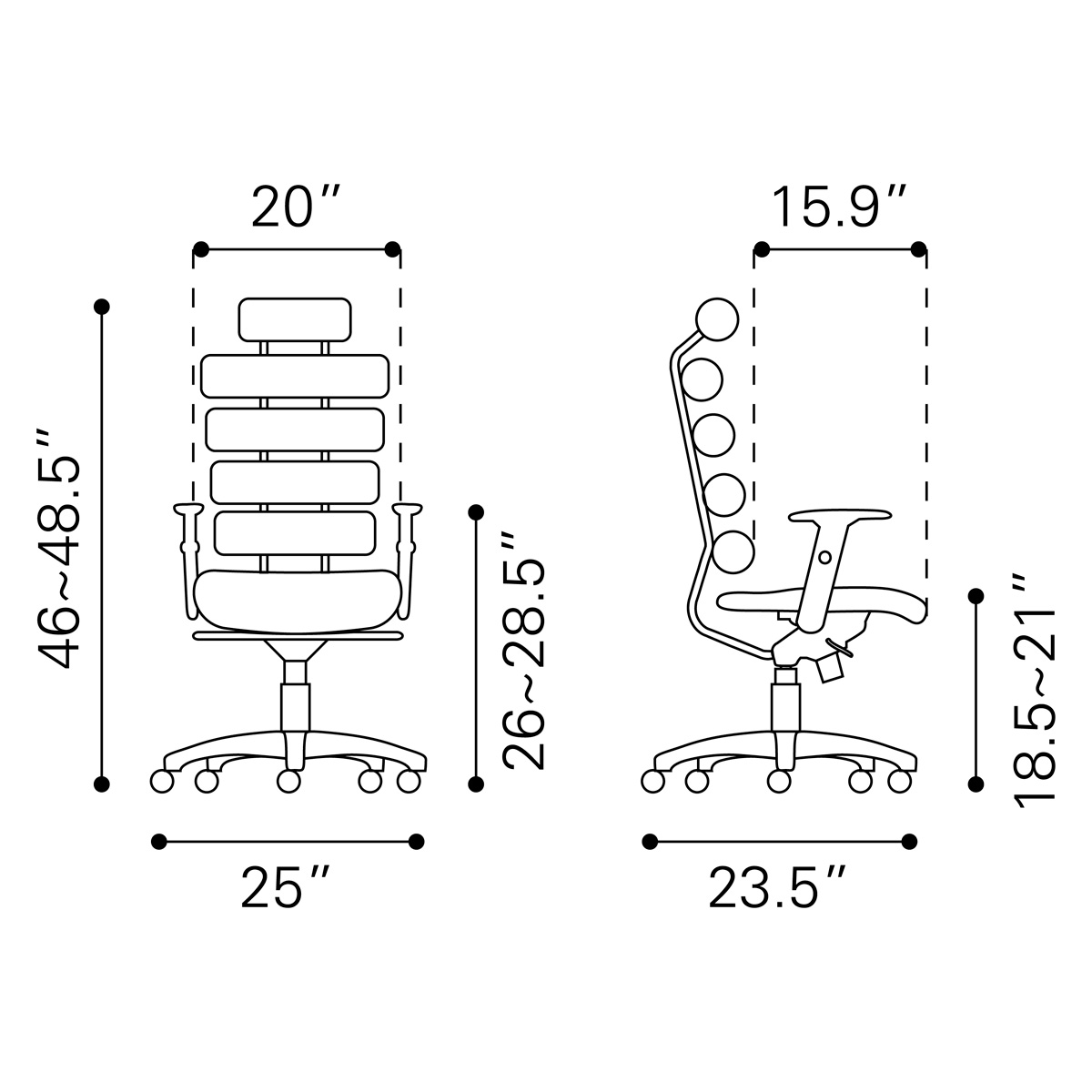 ZUO Unico Office Chair - White/Black