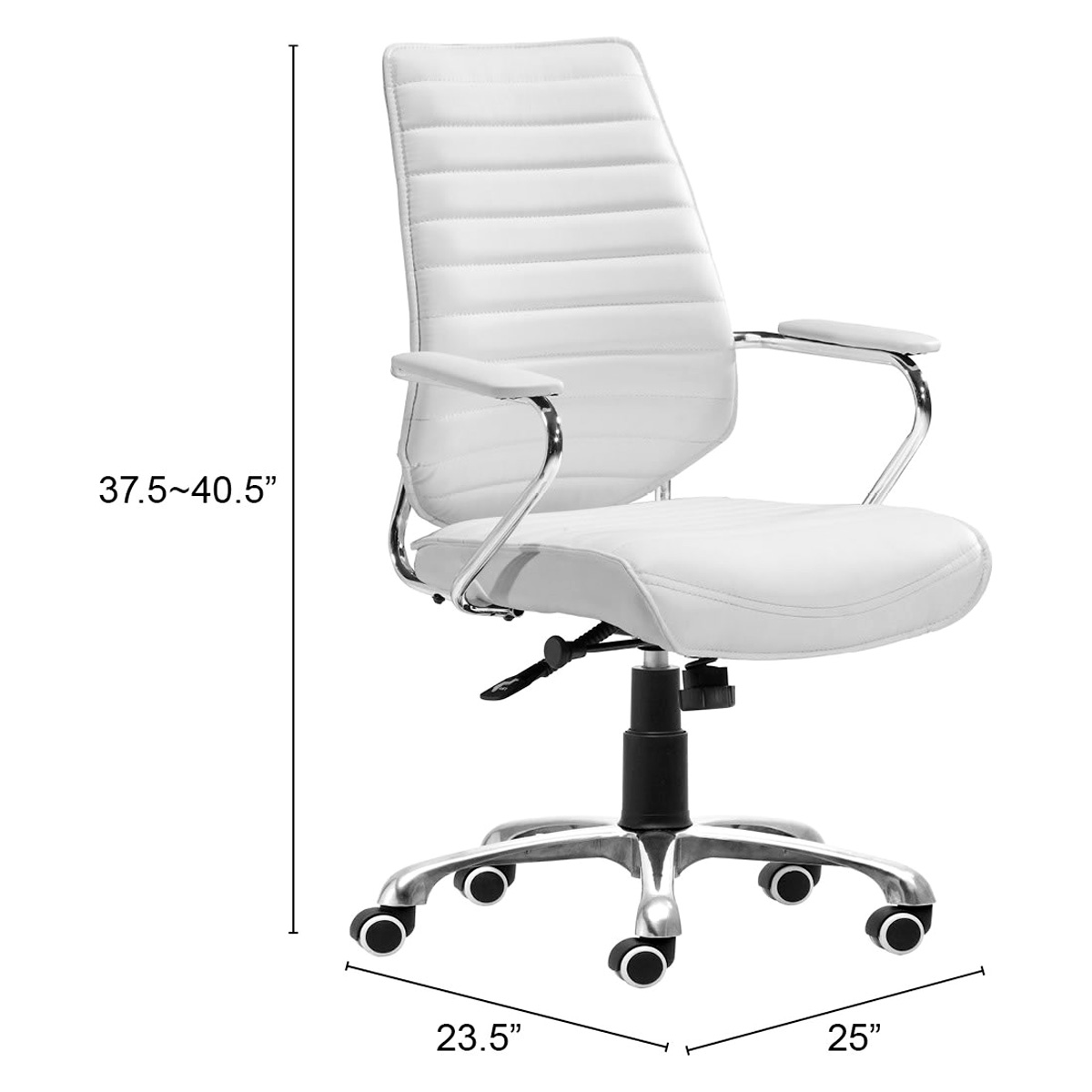 ZUO Enterprise Low Back Office Chair - White/Silver