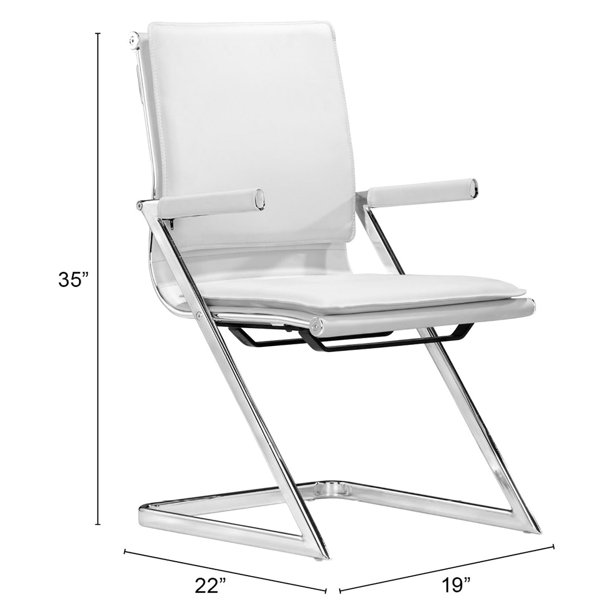 ZUO™ Lider Plus Conference Chair (Set Of 2) - White/Silver