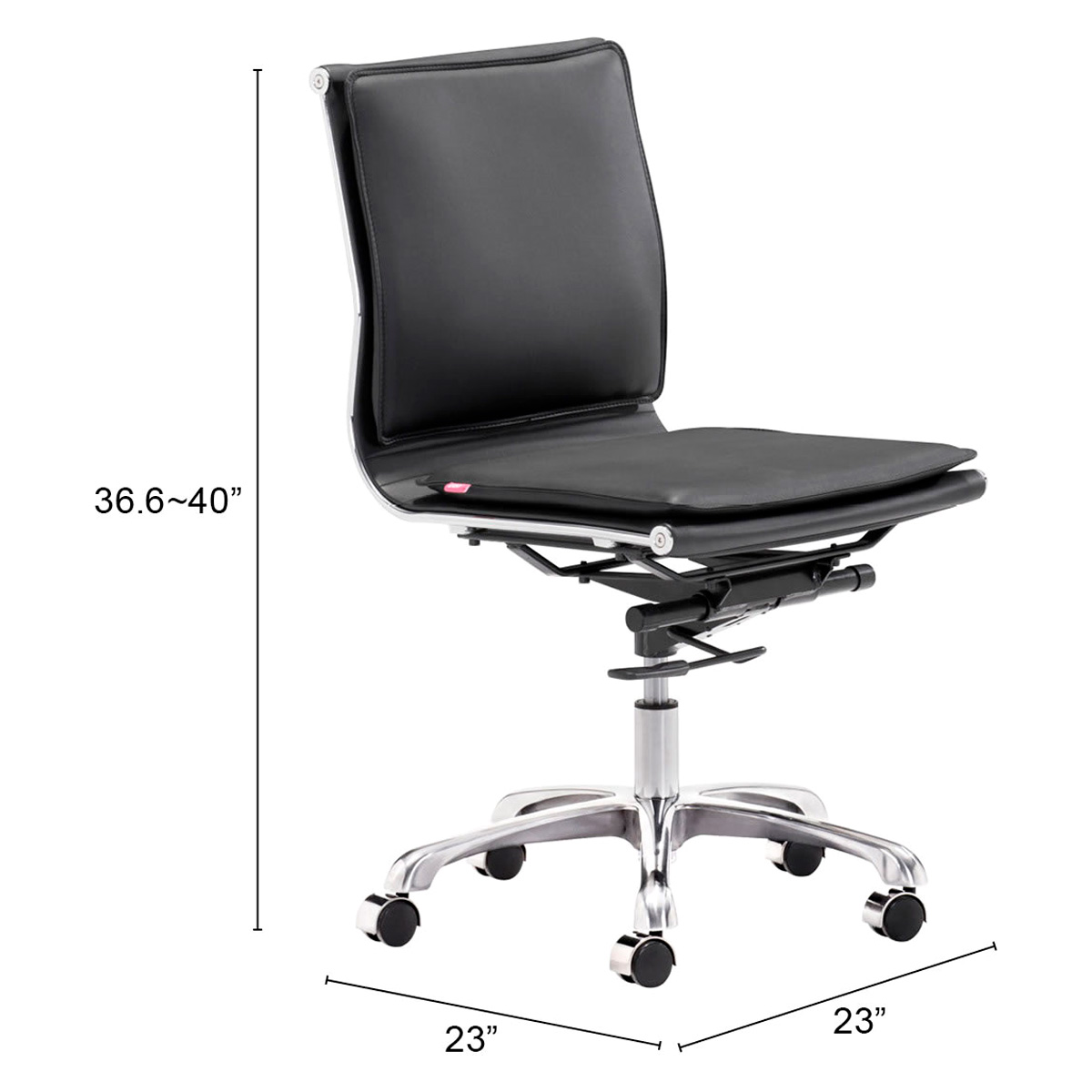 ZUO Lider Plus Armless Office Chair - Black/Silver