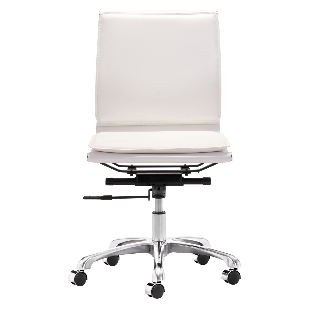 ZUO Lider Plus Armless Office Chair - White/Silver