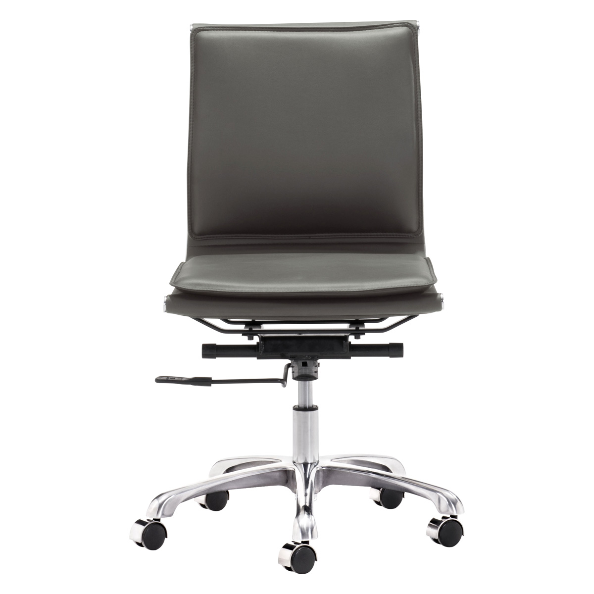 ZUO Lider Plus Armless Office Chair - Gray/Silver