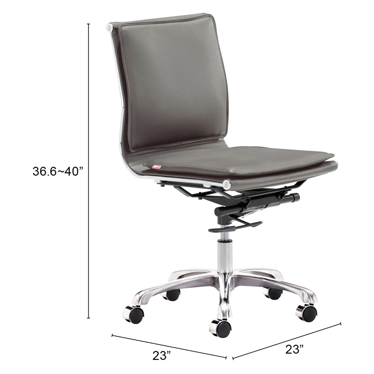 ZUO Lider Plus Armless Office Chair - Gray/Silver