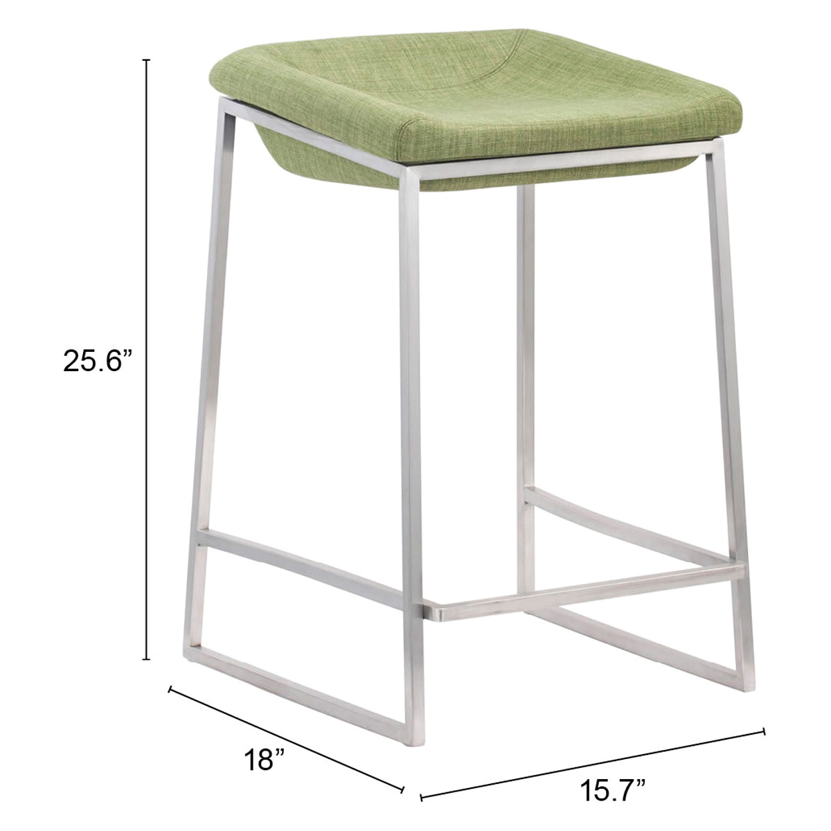 ZUO Lids Counter Stool (Set Of 2) - Green/Silver