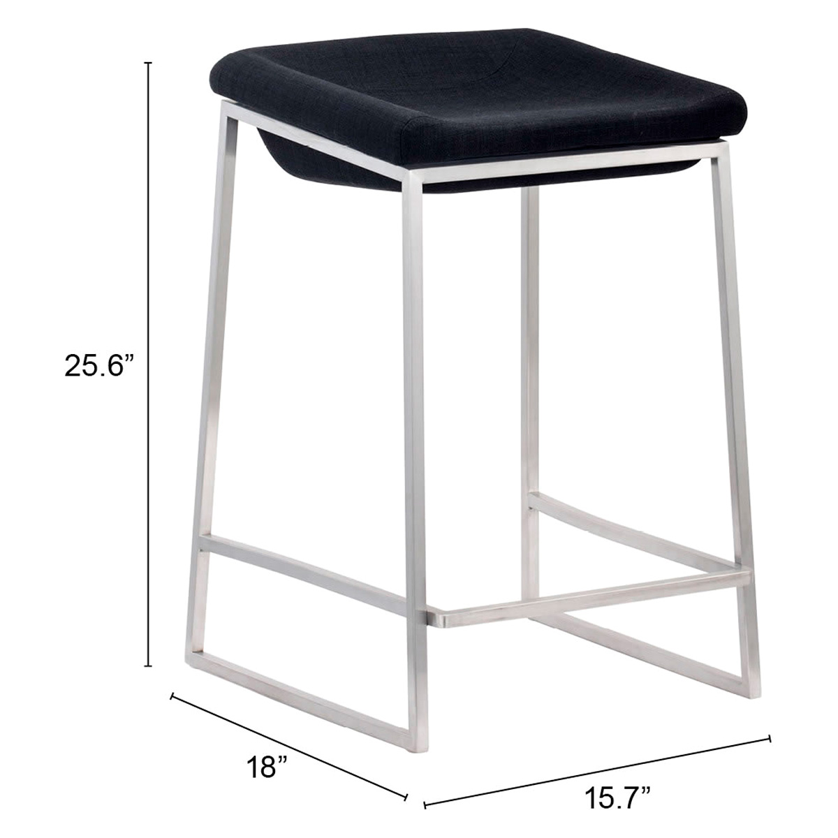 ZUO Lids Counter Stool (Set Of 2) - Dark Gray/Silver