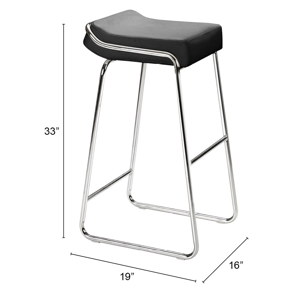 ZUO Wedge Barstool (Set Of 2) - Black/Silver