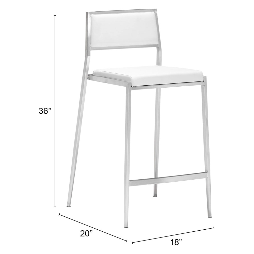 ZUO Dolemite Counter Chair (Set Of 2) - White/Silver