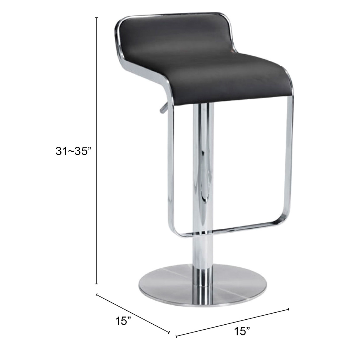 ZUO Equino Barstool - Black/Silver