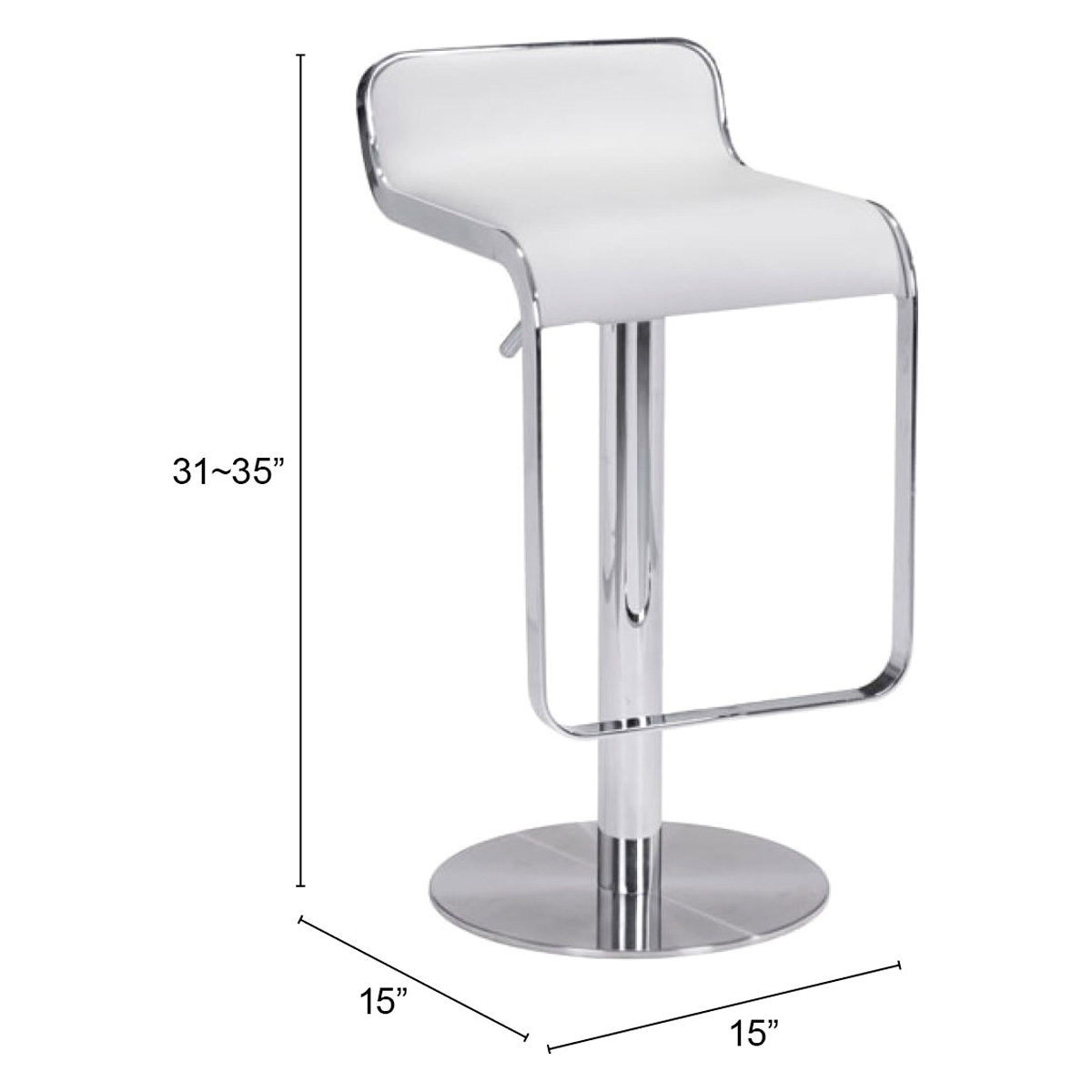 ZUO Equino Barstool - White/Silver