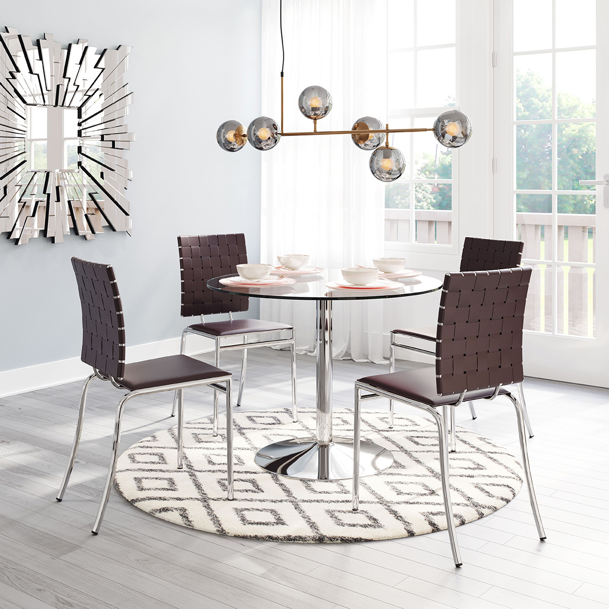 ZUO Criss Cross Dining Chair (Set Of 4) - Espresso/Silver