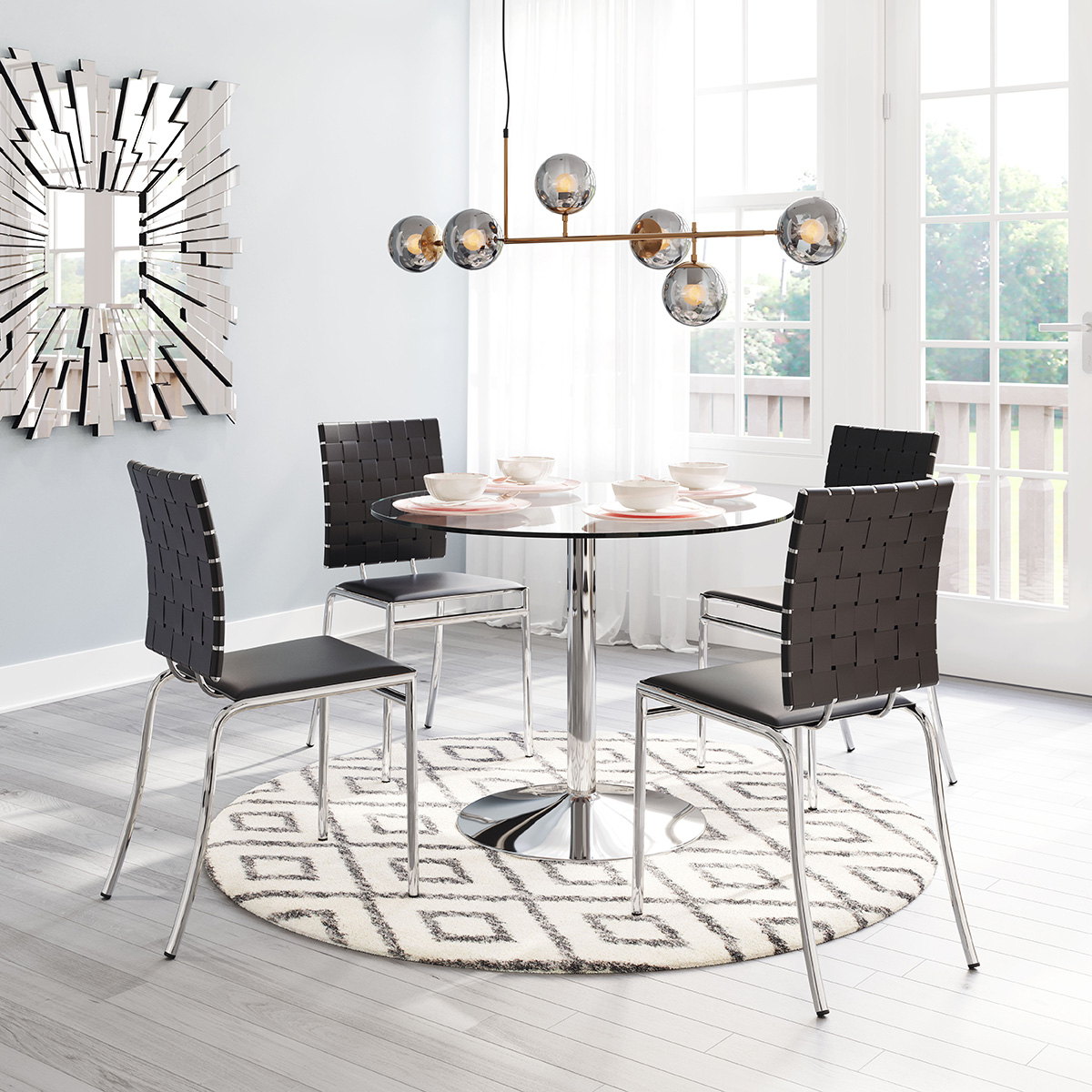 ZUO Criss Cross Dining Chair (Set Of 4) - Black/Silver