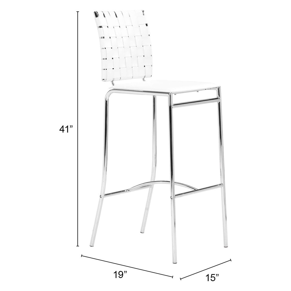 ZUO Criss Cross Bar Chair (Set Of 2) - White/Silver