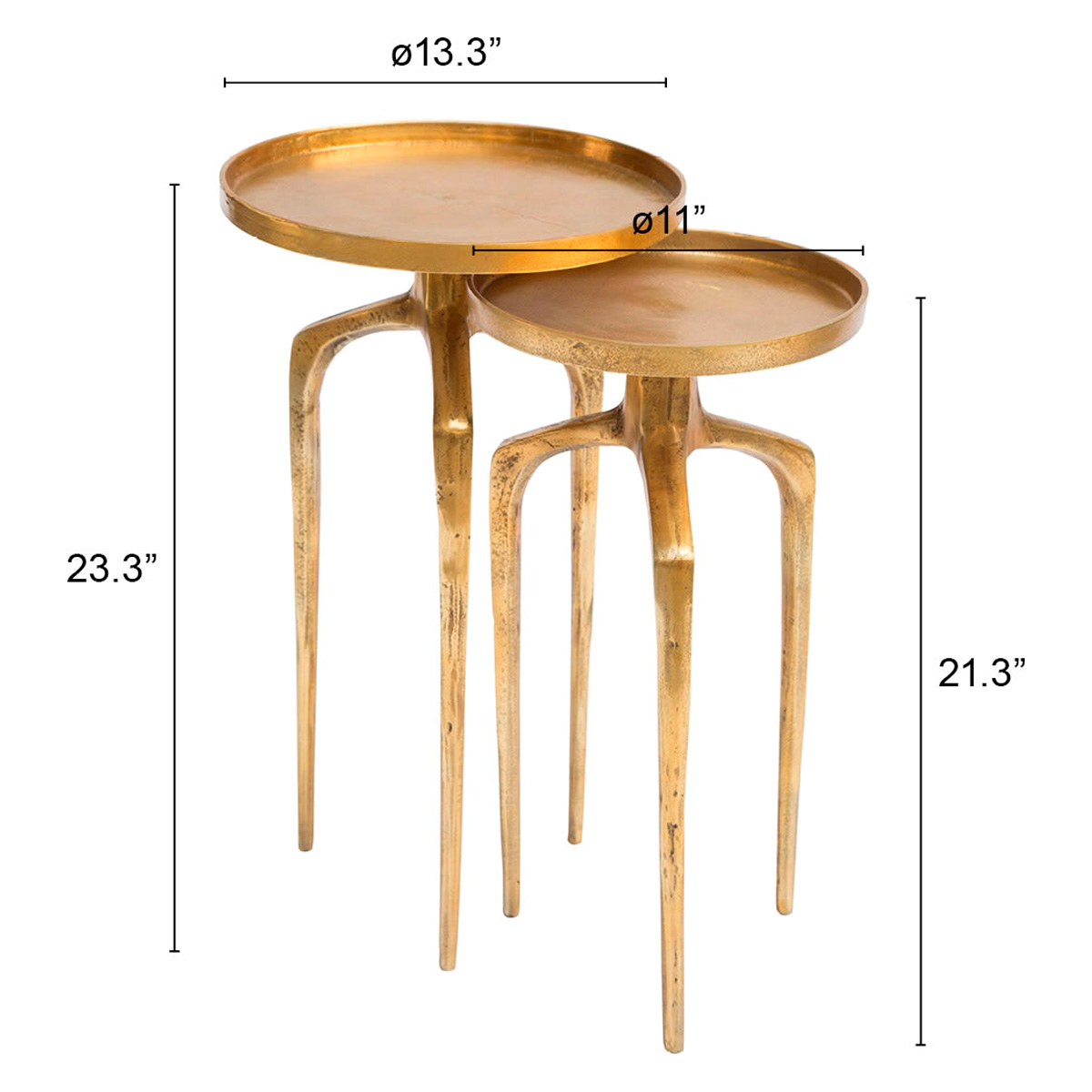 ZUO - Como Accent Table (Set Of 2) in Antique Gold