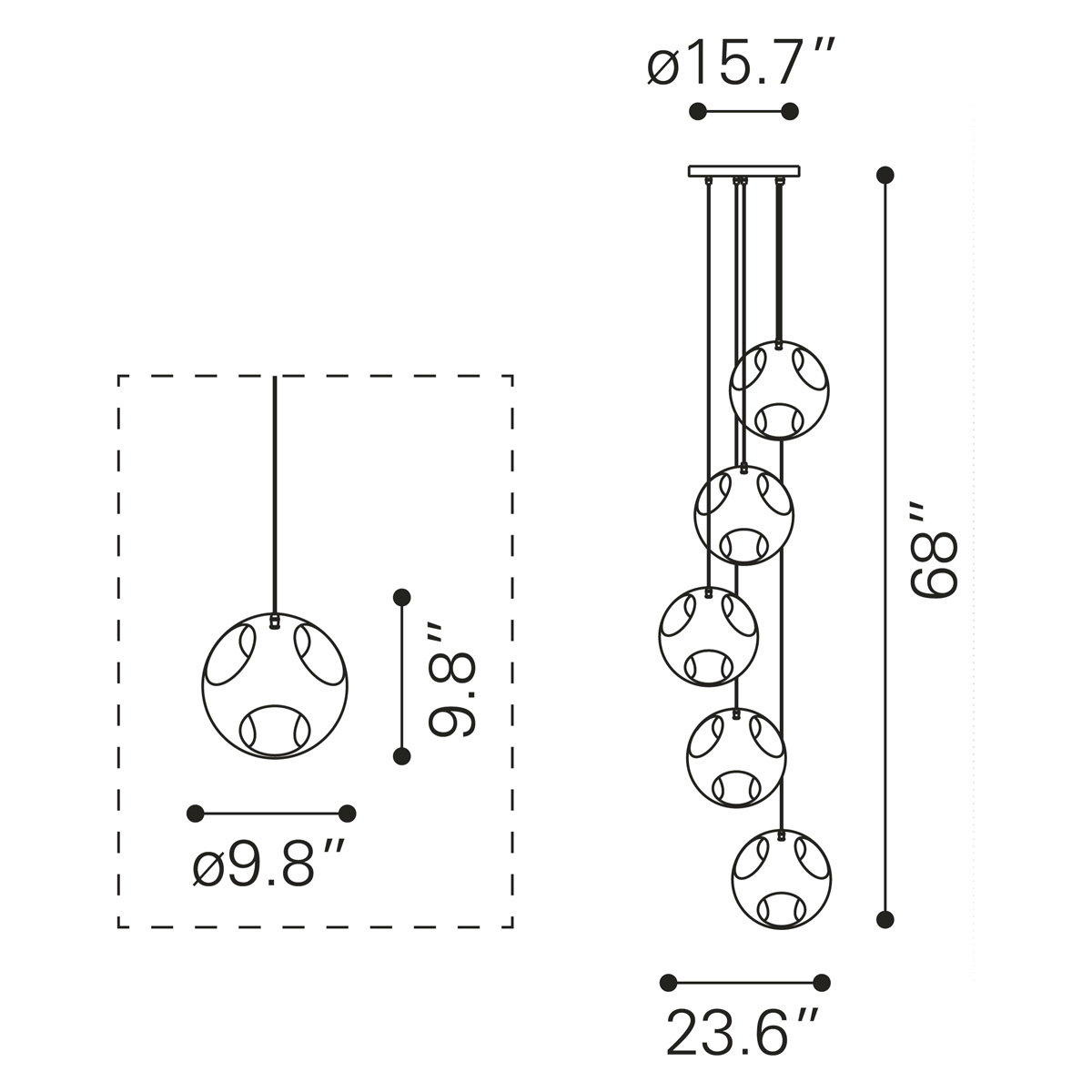 ZUO - Meteor Shower Ceiling Lamp in Chrome