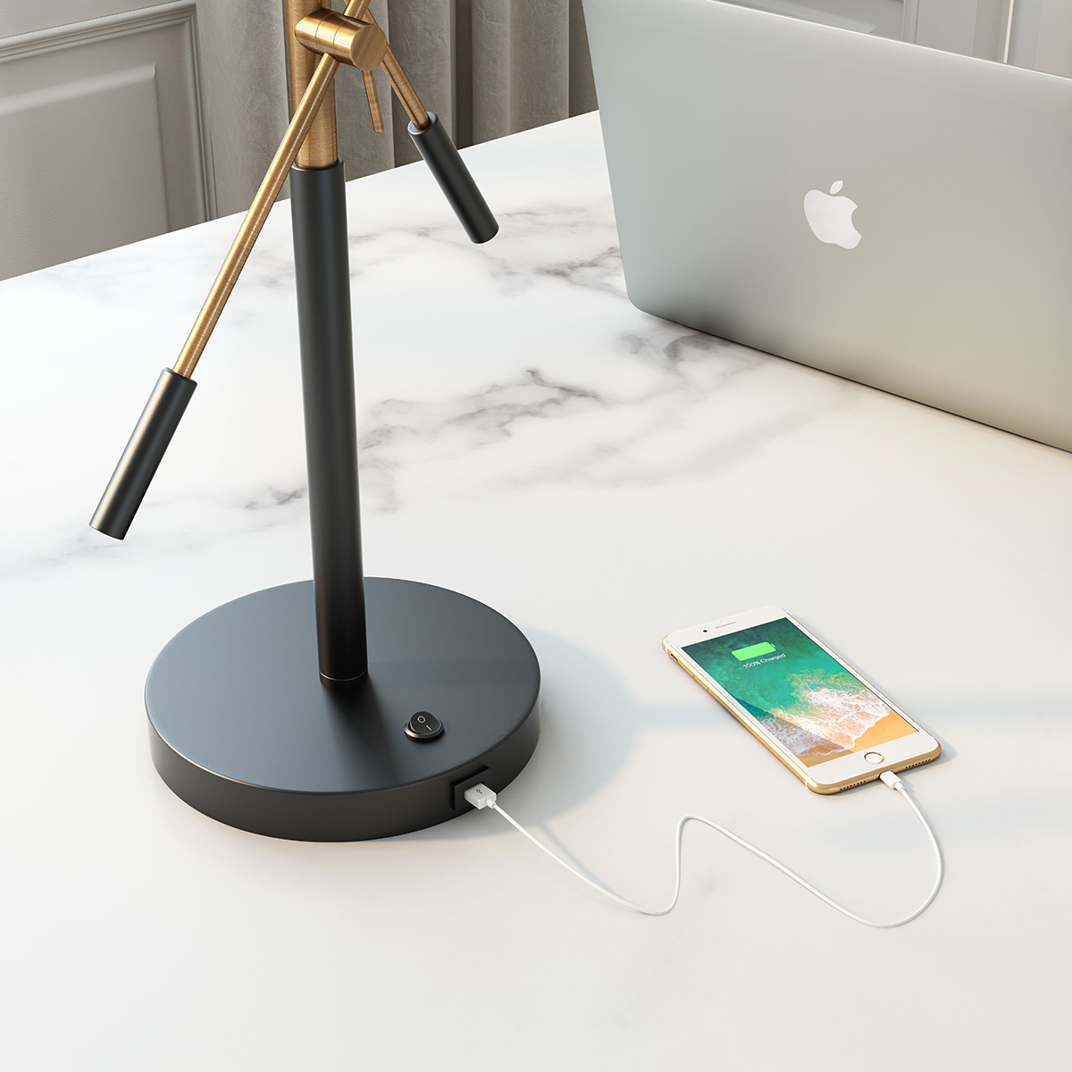 ZUO - Tanner Table Lamp in Matte Black/Brass