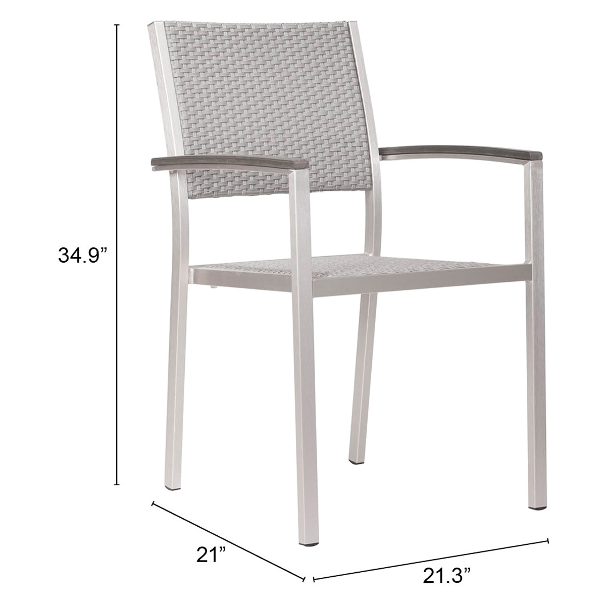 ZUO™ Metropolitan Arm Chair (Set Of 2) - Silver