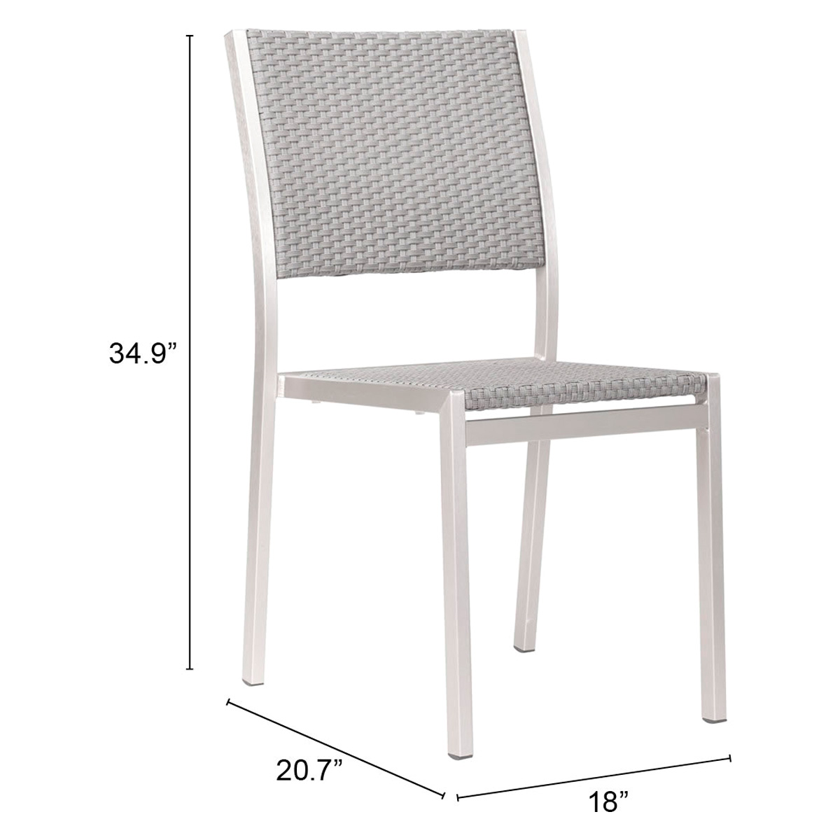 ZUO™ Metropolitan Armless Chair (Set Of 2) - Silver