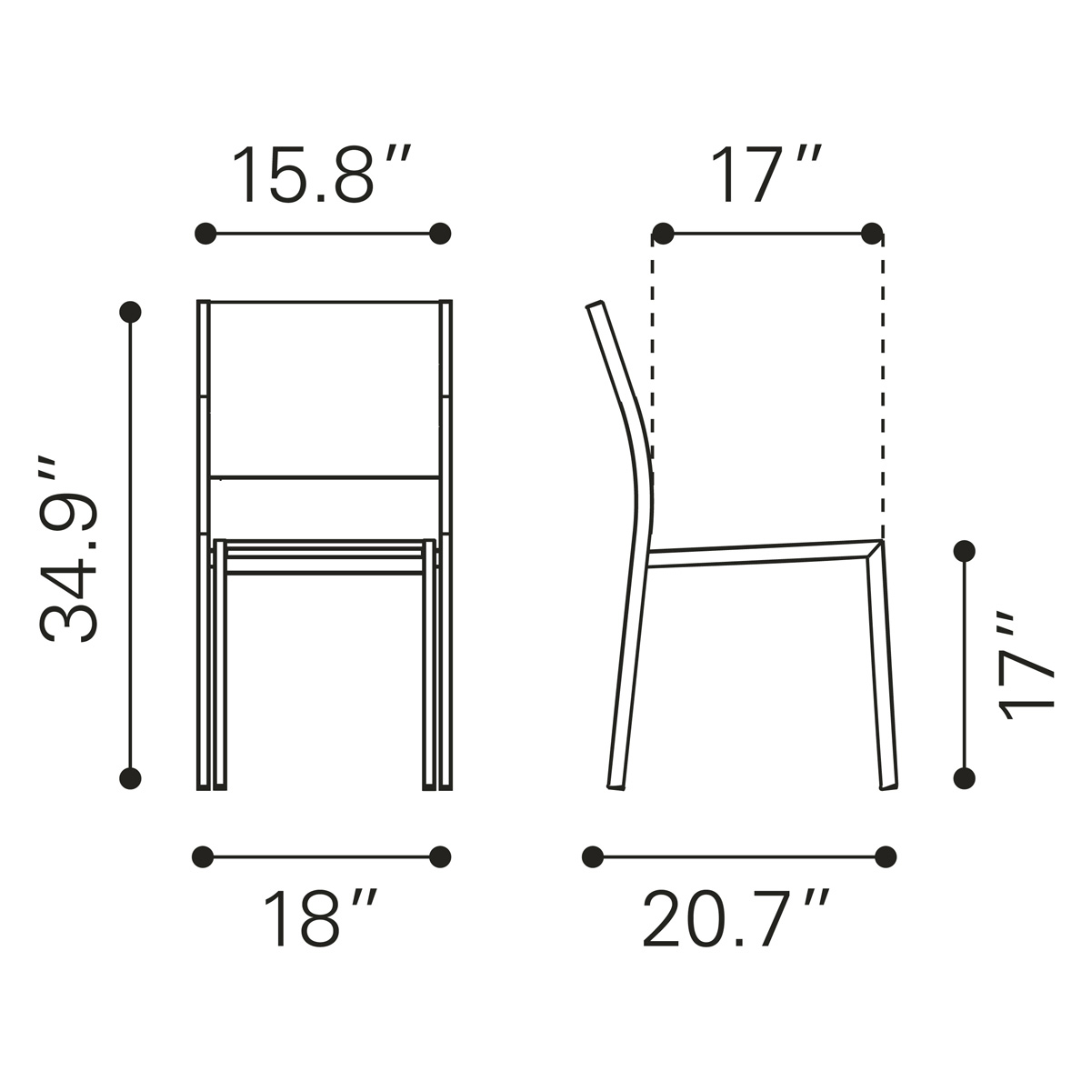 ZUO™ Metropolitan Armless Chair (Set Of 2) - Silver