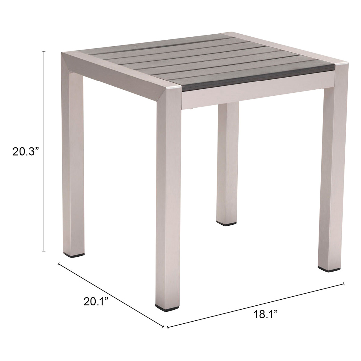 ZUO™ Cosmopolitan Side Table - Silver/Light Gray