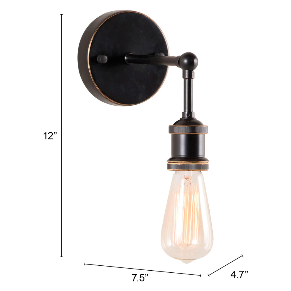 ZUO - Miserite Wall Lamp in Antique Black/Gold/Copper