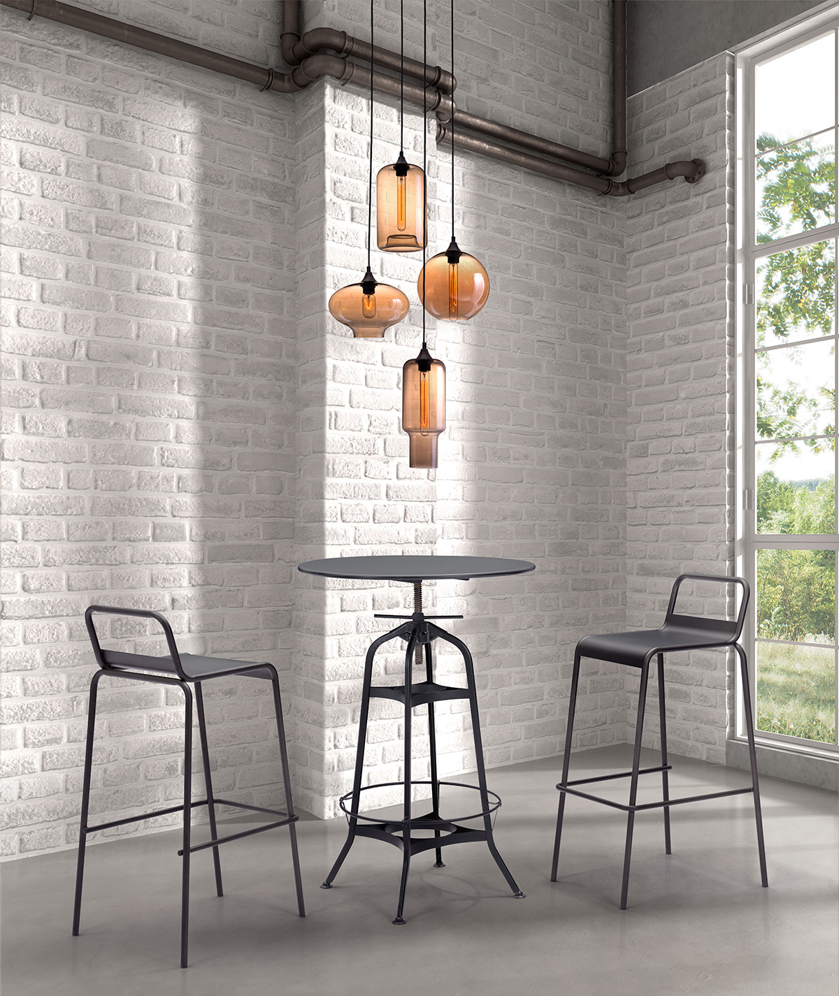 ZUO - Lambie Ceiling Lamp in Rust/Amber